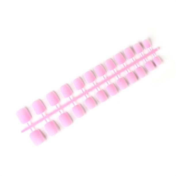 24 piezas de uñas postizas de ataúd esmerilado Qarigey estilo francés rosa