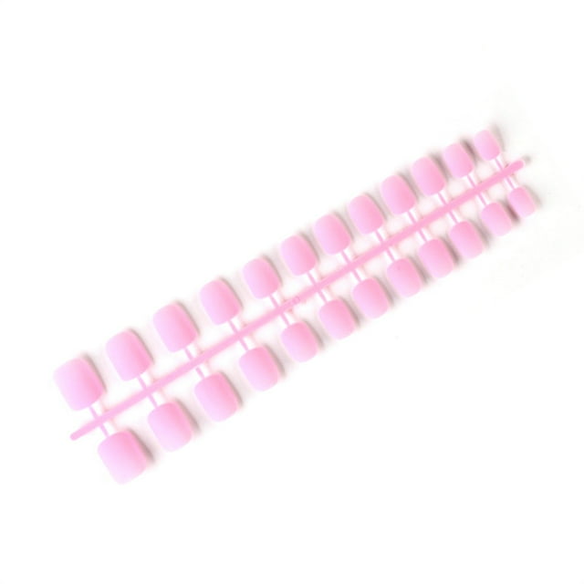 24 piezas de uñas postizas de ataúd esmerilado Qarigey estilo francés rosa