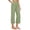 Green, variant on Linen Capri Pants for Women Straight Leg Beach Vacation Capris Summer Casual High Waist Cropped Pant with Pockets Khaki M