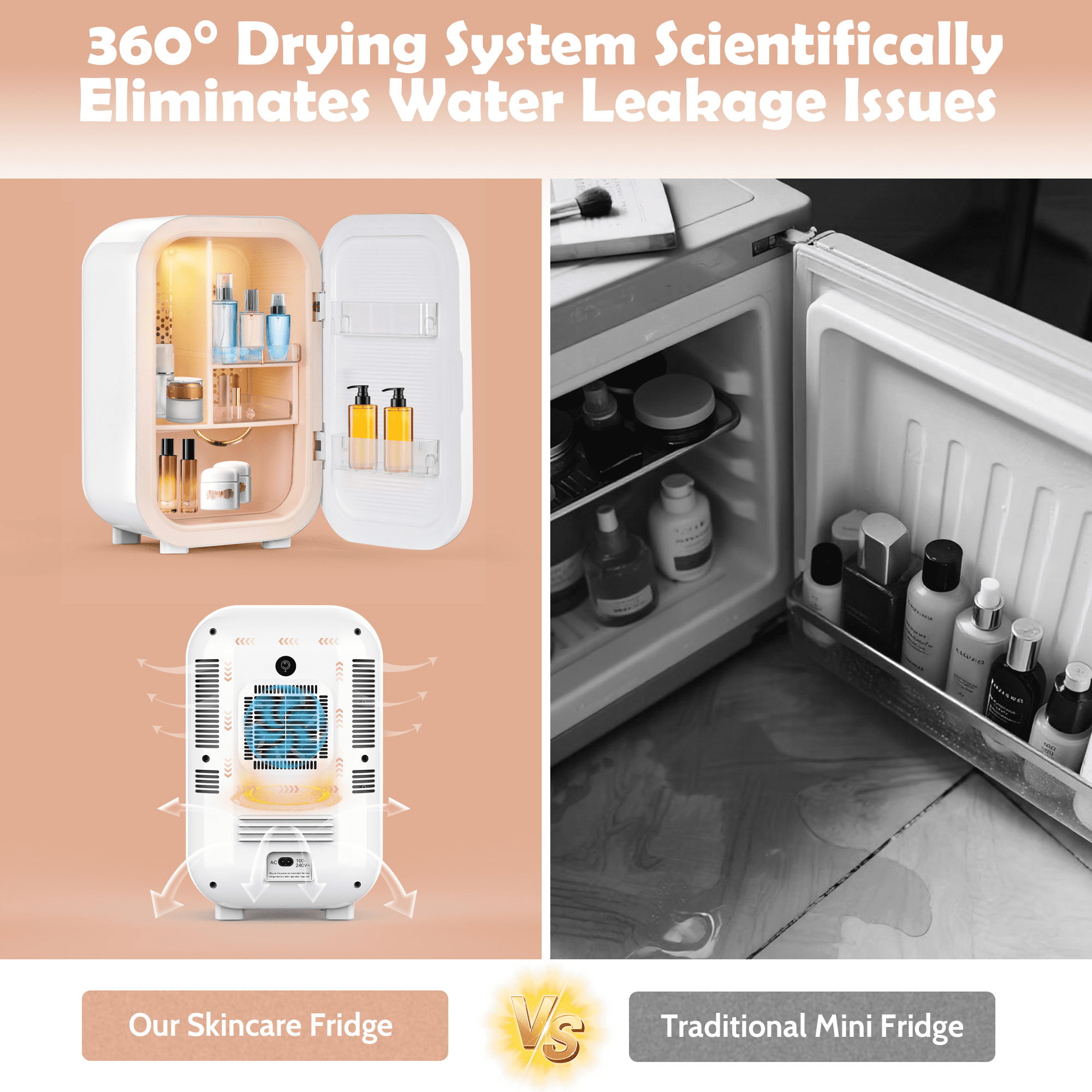 Advwin 22L Mini Skincare Fridge, Personal Beauty Makeup Cosmetics Small Refrigerator for Bedroom, Dorm, White