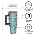 thumbnail image 4 of 40oz Pioneer Flower Floral Print Pattern Insulated Tumbler with Handle, BPA-Free Leak Proof Lid and Straws, Double Wall Vacuum, Hot 12h/Cold 34h, 4 of 6