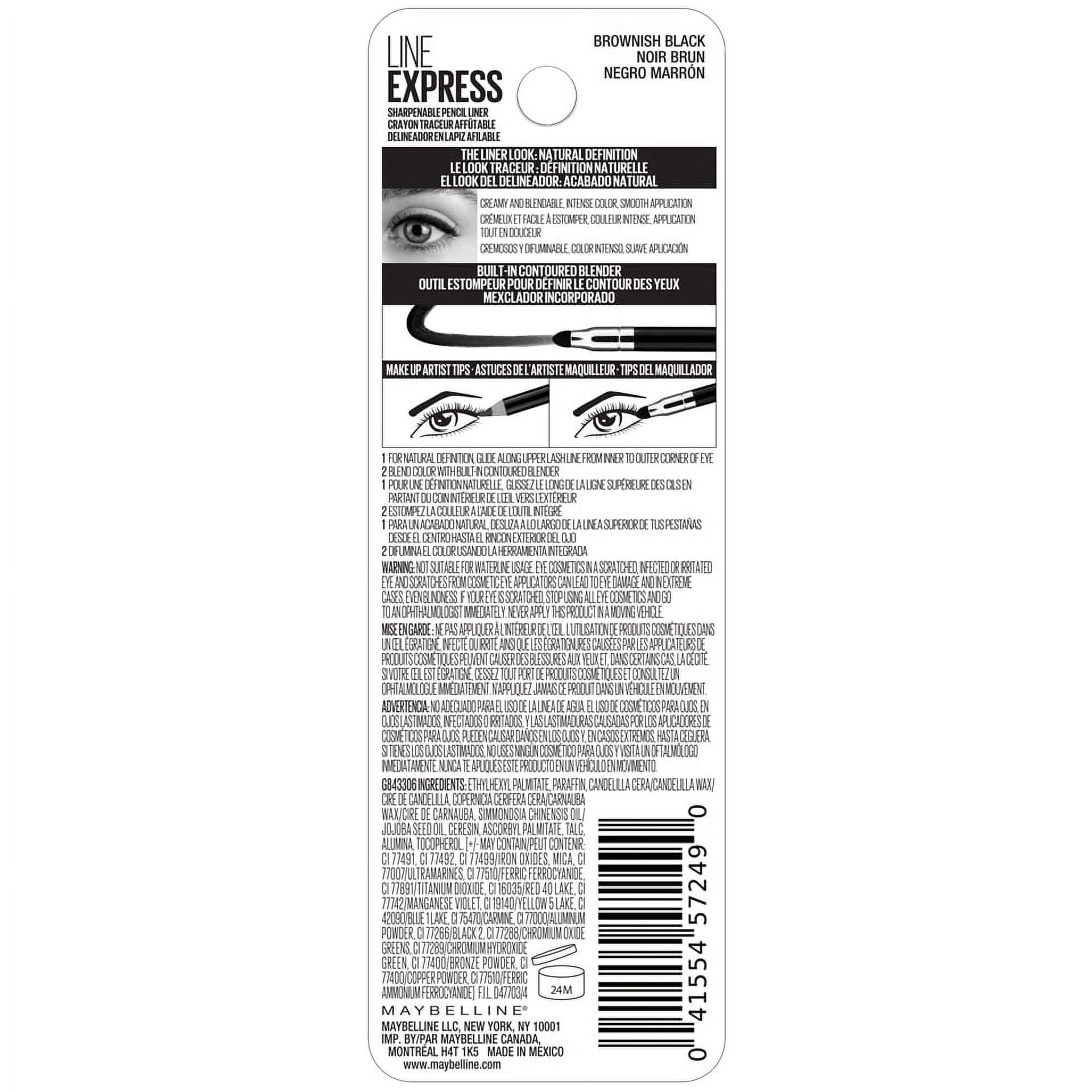 (4 pack) Maybelline Line Express Sharpenable Wood Pencil Eyeliner, Brownish Black