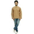 thumbnail image 4 of Atasi Men's Round Neck Kurta Cotton Roll-Over Sleeve Brown Shirt-XXX-Large, 4 of 7