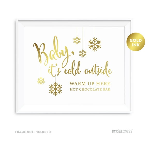 Baby It's Cold Outside - Hot Chocolate Metallic Gold Wedding Party Signs