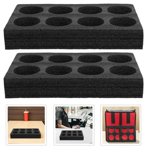 OUNONA 2Pcs Drinking Glass Holder Stand Rectangular Black Cotton Cup Storage Rack For Takeout