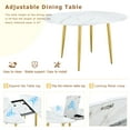 thumbnail image 2 of NYEESS 5-Piece Extendable Dining Table Set, 42"-54" Round to Oval White Faux Marble-Textured MDF Top & Gold Metal Legs, Modern Kitchen Set with 4 Dark Gray PU Chairs, 2 of 11