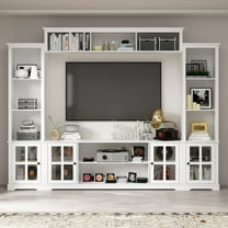 KULAGAGA Entertainment Center with Hutch, Media Center with Storage and Glass Door
