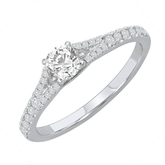 1/2 Carat Diamond Engagement Ring in 14K White Gold (Ring Size 7)