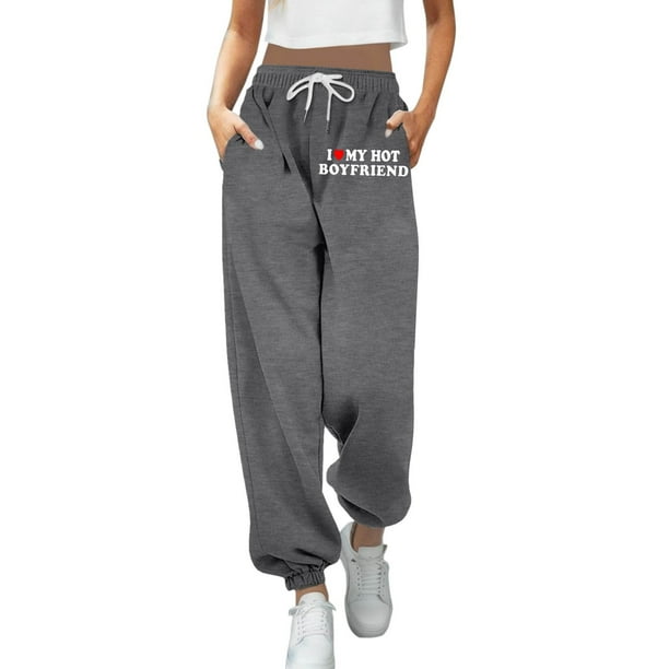Pantalones de chándal anchos y rectos con forro polar para mujer - Pantalones de yoga de cintura alta con bolsillos para hacer ejercicio/uso informal (S-XXL)
