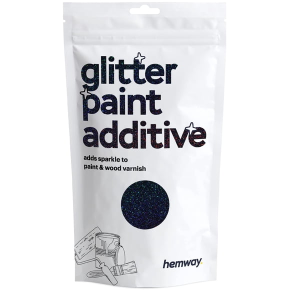 Hemway Glitter Paint Additive Glitter Crystals for Acrylic Paint, Interior & Exterior Walls, Wood, Varnish, Furniture, Matte, Gloss, Satin, Silk - 100g / 3.5oz - Black Holographic