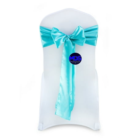 

MDS Pack of 10 satin Chair Sashes Bow for Wedding and Events Supplies Party - Teal
