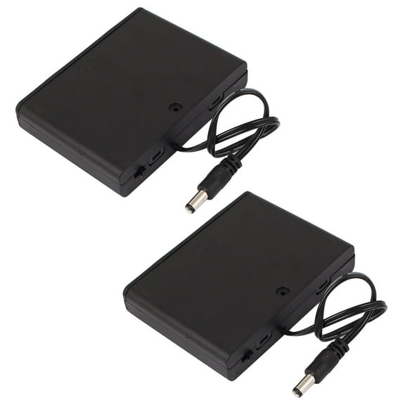 2Pcs 9V 6 x AA Battery Switched Holder DC 2.1mm Connector Enclosed Case Box