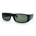 thumbnail image 5 of Mens Glass Lens Narrow Rectangle Mad Dog Street Gangster Sunglasses Shiny Black, 5 of 8