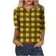 thumbnail image 1 of 3/4 Manga Superior Impresa Botón Suelto Cuello Redondo Camiseta, Tops Sueltos para las Mujeres, 1 of 3