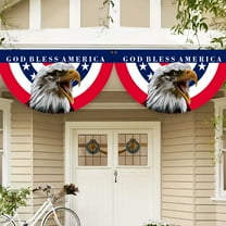 Arghm Independence Day Fan Flag - Patriotic Polyester Hanging Decor, 35x17 Inch Windproof Outdoor Party Supplies for Garden, Porch & Celebrations