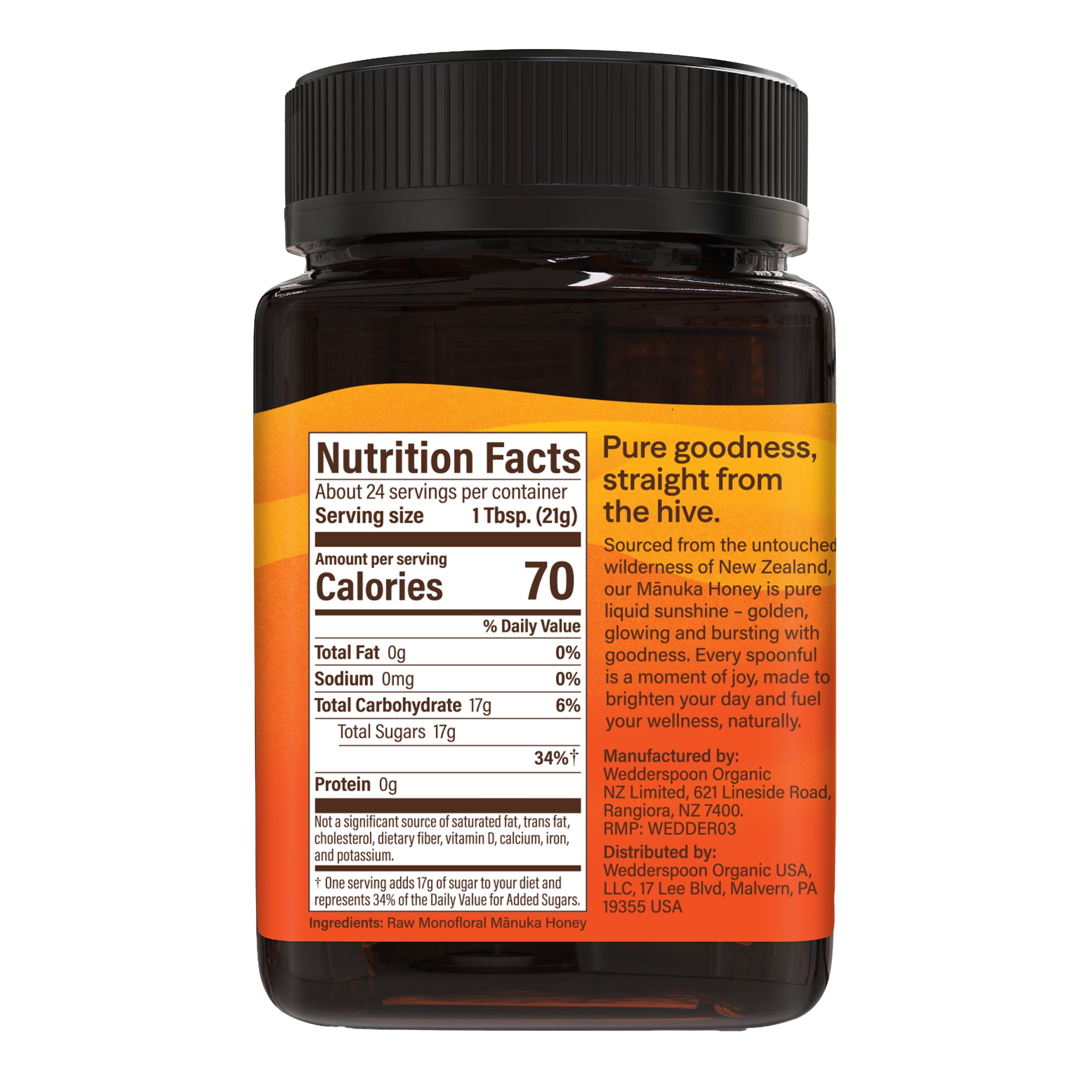 Wedderspoon Raw Unpasteurized New Zealand Manuka Honey, 150+ MGO, 17.6 oz