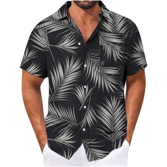 CYiJun George Button Down Shirts for Men Short Sleeve Wrinkle Free Casual Vacation Beach Summer Tops