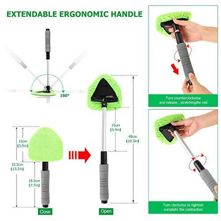 XZNGL Microfiber Car Window Cleaner with Handle Car Window Cleaner Inside  Windshield Brush Tool, Windshield Brush Tool Car Window Cleaner Tool with  Handle Windshield Window Cleaner Tool 
