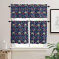 thumbnail image 2 of Christmas Blue Kitchen Curtains and Valances Set, Rod Pocket Curtains Tier Farmhouse Window Curtains 24 Inch Length, Xmas Green Red Pine Trees Snowflake 3 Piece Kitchen Curtains Set, 2 of 6
