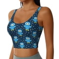 thumbnail image 2 of Zufioo Blue Owl Print Women's Sports Vest, U-shaped Removable Chest Pad Sports Backless Top, Suitable for Fitness and Bodybuilding, Leisure and Daily Life-Small, 2 of 8