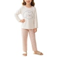 thumbnail image 2 of Mifsaly Girls Boys Cotton Pajama Set Graphic Long Sleeve Crewneck Sleepwear Tops and Long Pants Soft Comfortable Fall Winter Casual Indoor Clothes, 2 of 7