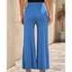 thumbnail image 3 of Pantalones De Pierna Ancha Ajuste Casual Color Puro Elasticidad Transpirable Rayas Pantalones Largos De Mujer Azul L, 3 of 5