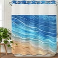 thumbnail image 3 of Blue Ombre Coastal No Hook Shower Curtain Waterproof,Bathroom Curtains with Snap in Liners and See Through Top Window,Summer Nautical Beach Ocean Seaside Hotel Style Bathtub Curtains Shower 72"Wx78"L, 3 of 8