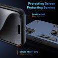 thumbnail image 6 of Cutyskin for Samsung Galaxy A34 5G Case, Ring Holder with Camera Lens Protection & Kickstand Military Grade Drop Tested Shockproof Heavy Duty Protective Magnetic Phone Case, Navyblue, 6 of 7