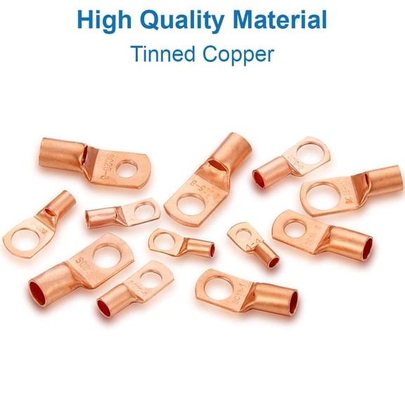 MMOBIEL 170-Pc Copper Battery Cable Lugs Set AWG 4–12 Ring Terminals