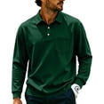 thumbnail image 5 of Trgacdwlo Men Polo Shirts Lightweight Long Sleeve Work Shirts for Men Summer Fall Sun Protection Mens Golf Polo Shirt with Pocket Dark Green L, 5 of 10