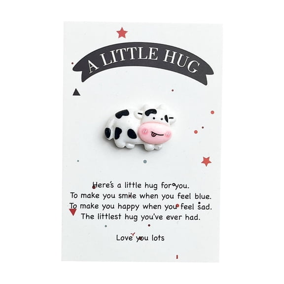 Cow Design Pocket Hug Greeting Card with Gift Message, Adorable Animal Themed Card for Birthdays, Holidays, and Appreciation Gestures, Compact and Thoughtful