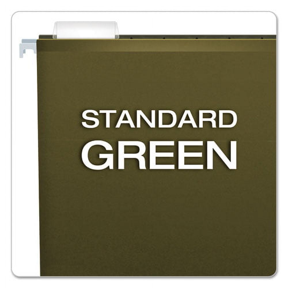 "Extra Capacity Reinforced Hanging File Folders With Box Bottom, Letter Size, 1/5-Cut Tab, Standard Green, 25/box | Bundle of 5 Boxes"