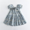thumbnail image 5 of TAIAOJING Toddler Kids Baby Girls Summer Casual Puff Sleeves Ruffled Bow Floral Party Princess Dress Clothes 1-7 Years For 4-5 Years, 5 of 8