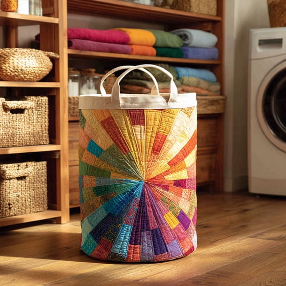 Boho Sunburst Quilted Laundry Basket