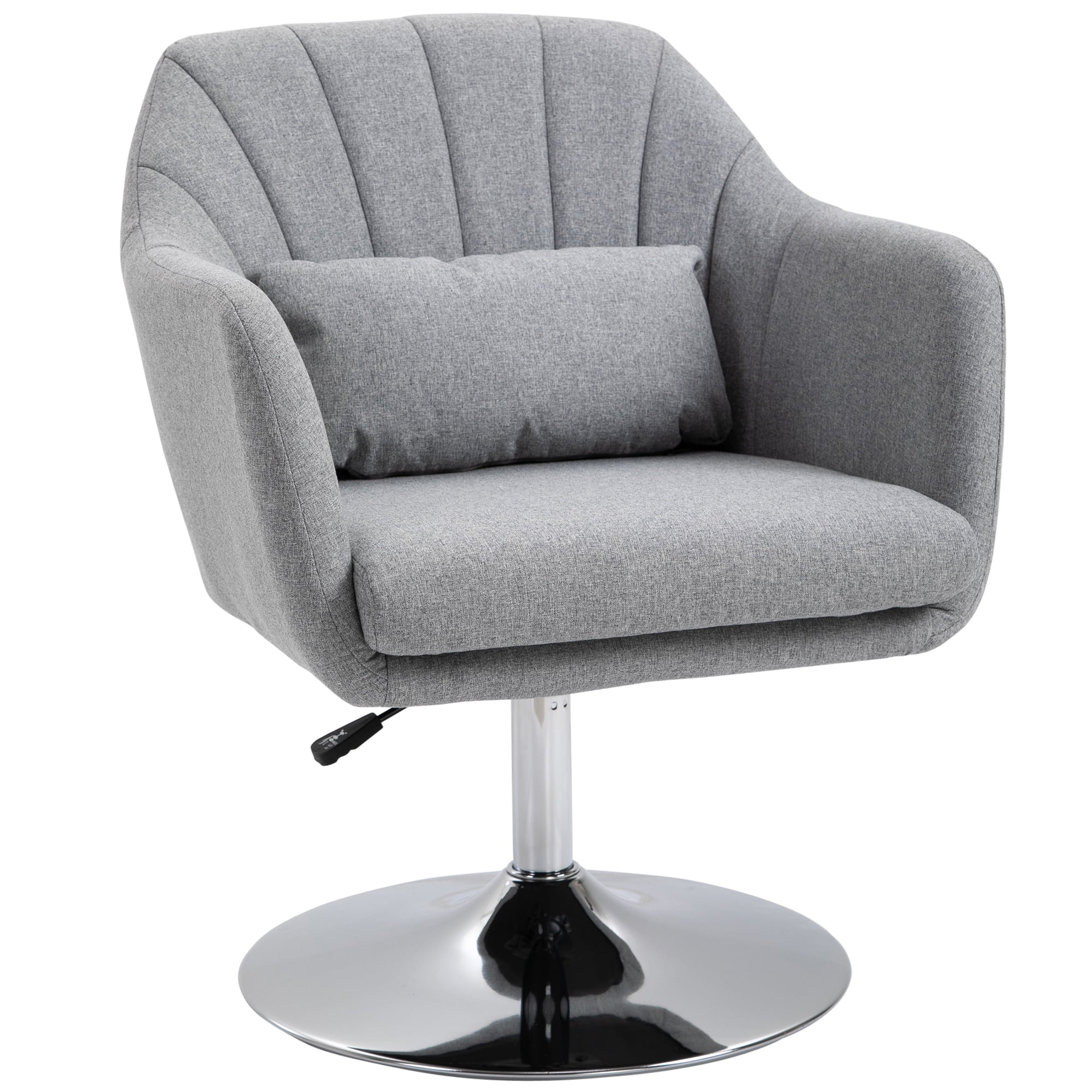 Leisure Chair with Metal Base, Modern Swivel Linen Midback Sofa