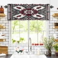 thumbnail image 3 of Red Grey White Valances for Windows Bohemian Ethnic Vintage Texture Rod Pocket Curtain Valance Window Treatment Short Curtains for Kitchen Living Room, 42"x12", 3 of 5