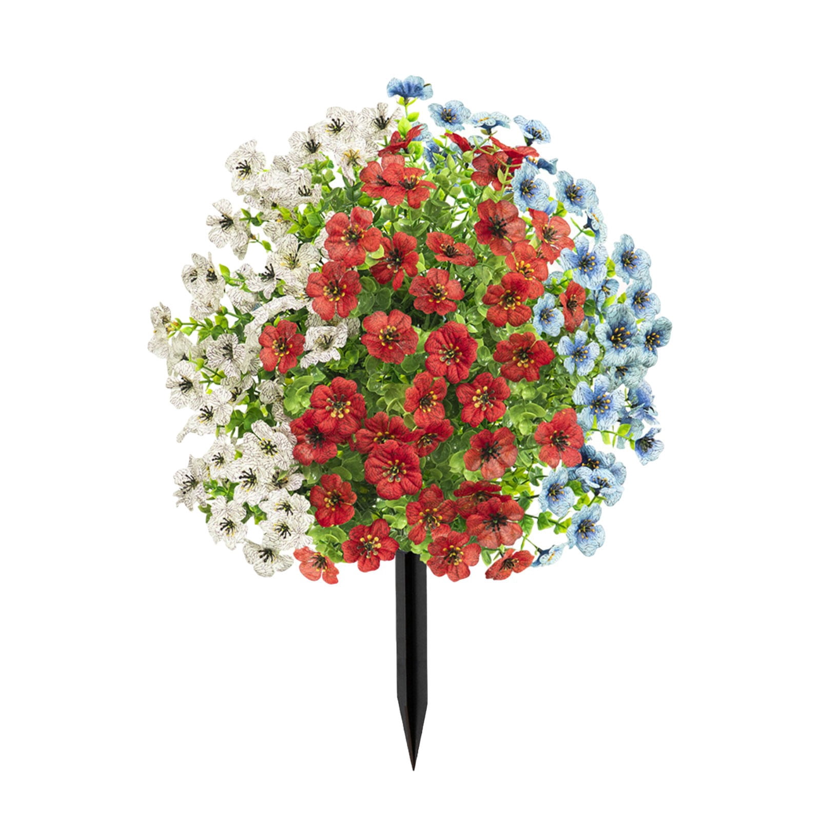 Artificial Topiary Ball Flowers, UV Resistant Faux Flower Bush with Ground Spike, Faux Greenery Shrubs, Realistic Fake Bushes Plants, No Watering Fake Floral Arrangement for Garden, Patio, Porch