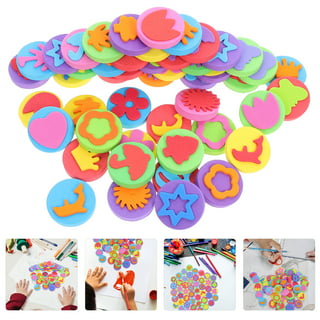 Sponge Painting Shapes,EVNEED 6 pcs Painting Craft Sponge Stamps for  Toddlers Assorted Cute Pattern Early Learning Sponge for Kids