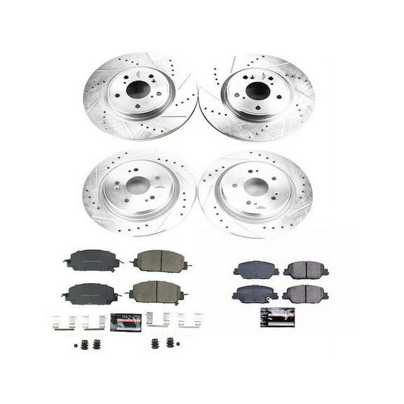 Front and Rear Brake Pad and Rotor Kit - Compatible with 2017 - 2025 Honda CR-V Gas - Power Stop