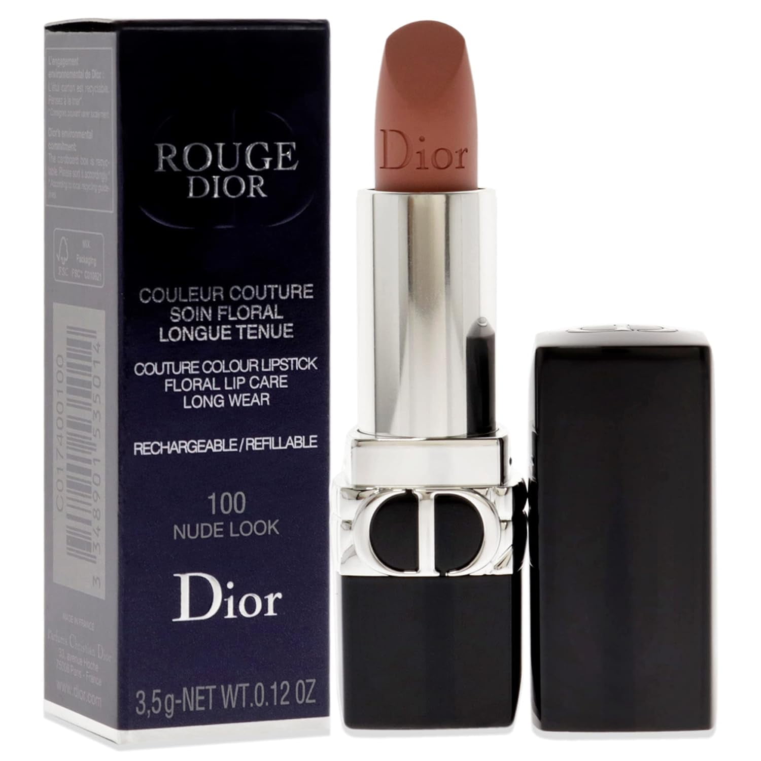 Christian Dior Rouge Dior Couture Lipstick Matte - 100 Nude Look 0.12 oz Lipstick (Refillable)