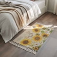 thumbnail image 4 of Bathroom Rug 2'x 3', Sunflower Farmhouse Woven Cotton Washable Rug with Tassels, Spring Summer Retro Floral Butterflies Non Slip Front Door Mat for Entrance, Doorway, Hallway, Laundry Room, 4 of 9
