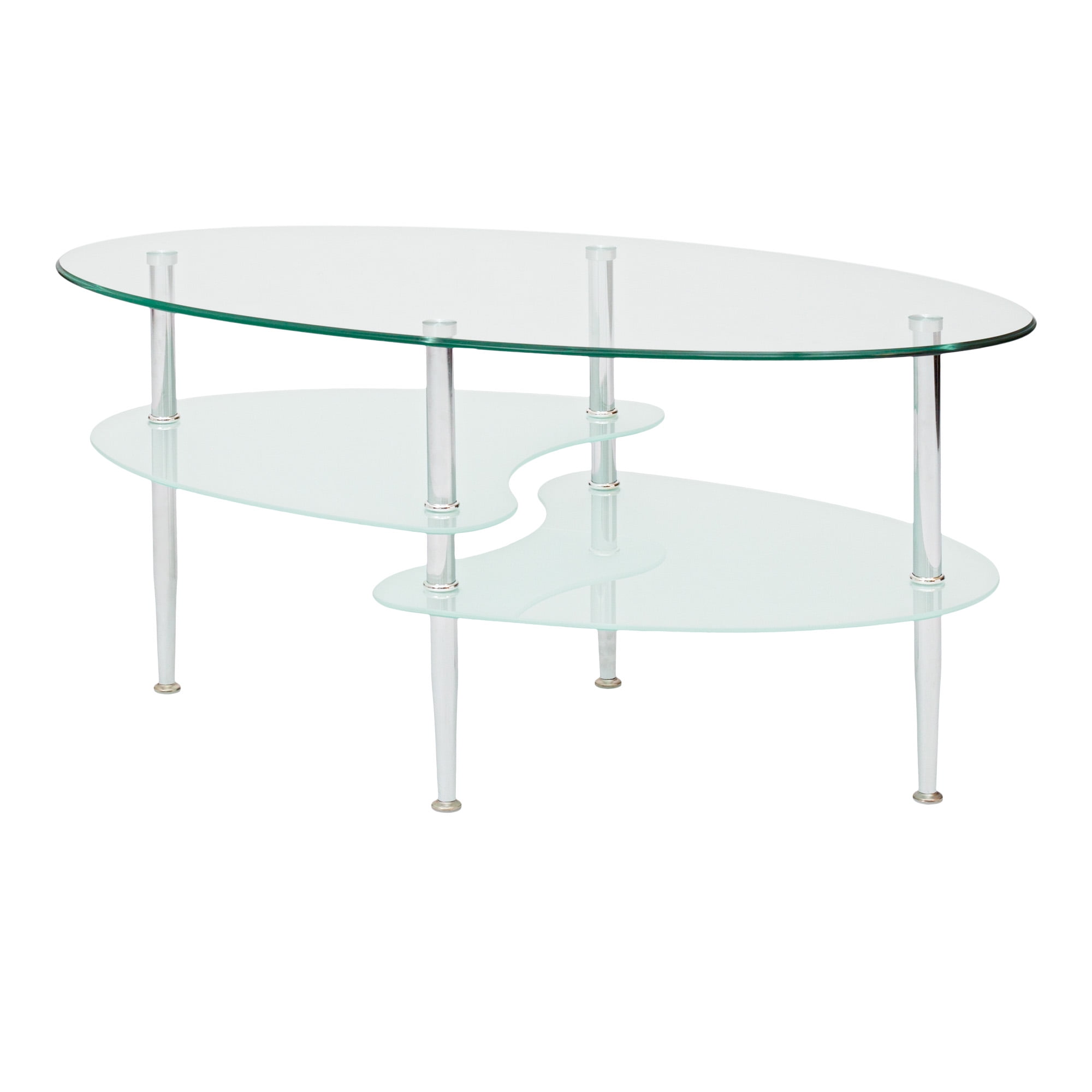 Walker Edison Mid-Century Modern Oval Glass Coffee Table