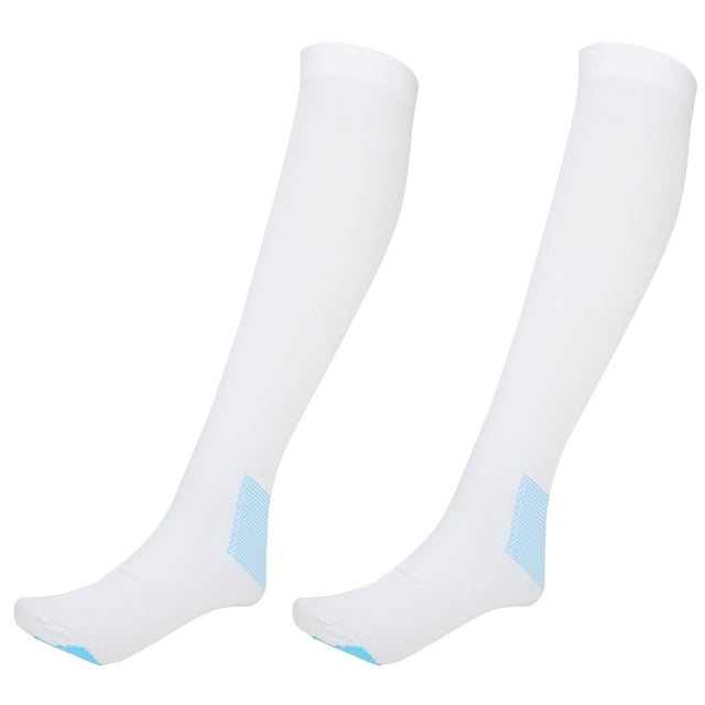Compression Knee High Socks Varicose Veins Socks with Inspect Toe Hole(White L)