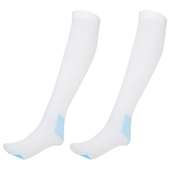 Calcetines de compresión hasta la rodilla Calcetines para venas varicosas con orificio para inspeccionar el dedo del pie (blanco L) YUNYI BRAND Deportes