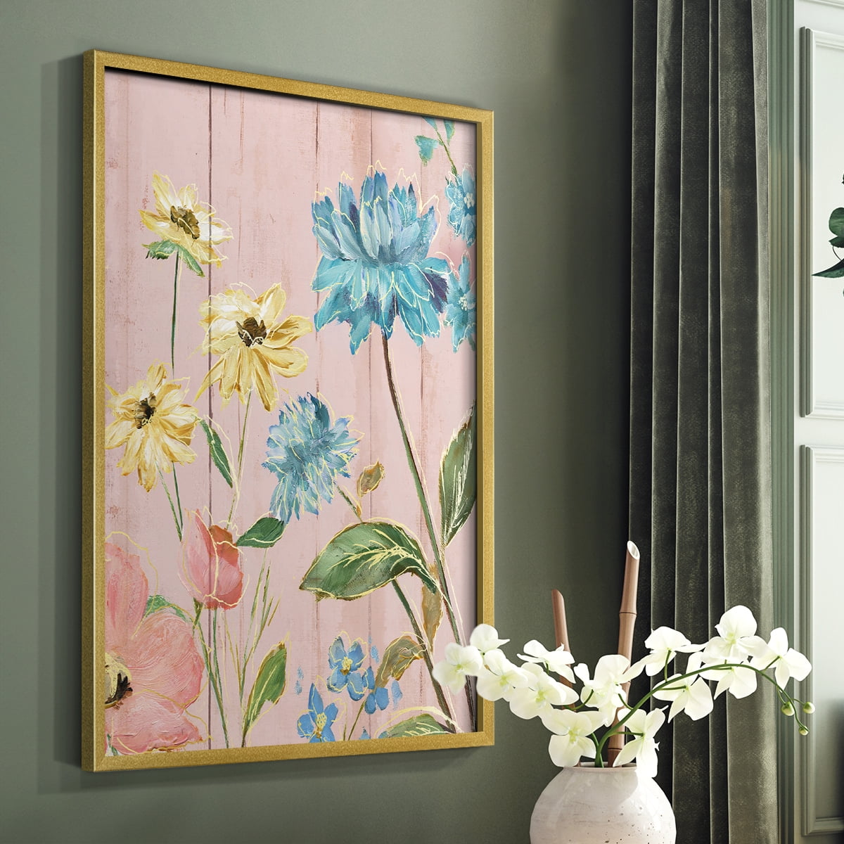 Wildflower Flutter IV Framed Print - Solid Wood in Single Picture Frame Solid Wood 2 Framed Print