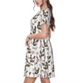 thumbnail image 2 of Picia Flowe Rooster Pattern Women's Short Sleeve Summer Dress Pleated Loose Swing Knee Length Short Sleeve Swing Dresses, 2 of 6