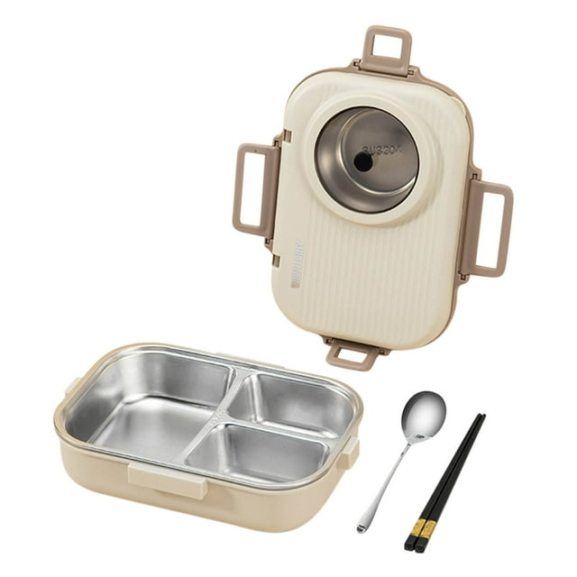 Kids Lunch Box, 1400Ml Stainless Steel Bento Lunch Box for Kids and Adults Stackable Containers with 4 Compartments