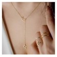 thumbnail image 1 of Collar de lazo para mujer, collar de luna y estrella, gargantilla de oro para mujer, gargantilla delicada, joyería de cadena para mujeres y niñas, 1 of 5