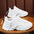 thumbnail image 2 of Thick Sole Pure White Men's Shoes Black Sports Casual Fashionable Men's Sneakers - Breathable Mesh, Non-Slip PVC Sole, Lace-up, All-Season, 2 of 9