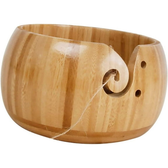 Wool Yarn Ceramic Yarn Bowl Large Yarn Bowl Wooden Knitting Bowl Crochet Bamboo Bowl Draw The Line